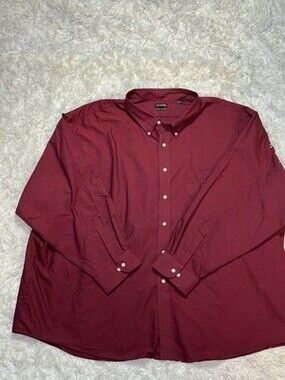 Van Heusen Shirt Mens 5XL Red Plaid Long Sleeve Button Down Cotton Blend